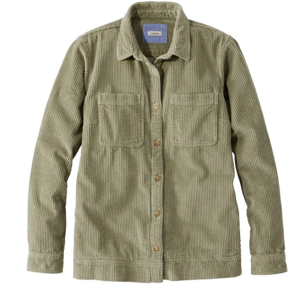 L.L. Bean Women's Olive Corduroy Shirt Jacket